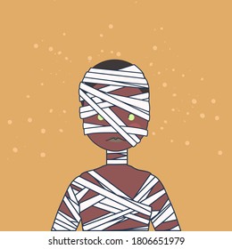 Cute Mummy Character Design. Mummy Vector Illustration