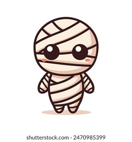 cute mummy chibi cartoon character vector illustration template design