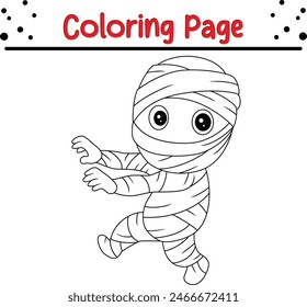 cute mummy coloring book page for adults and kids