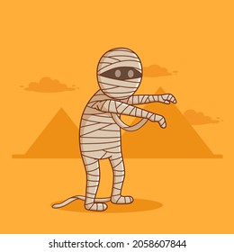 cute mummy egypt cartoon character for halloween celebration