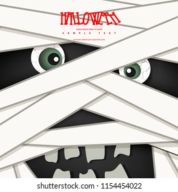 Cute Mummy Face for Halloween Layout/Design Cover. Modern and Abstract Background. Stock Vector Illustration. Minimalist Creative Design Concept.