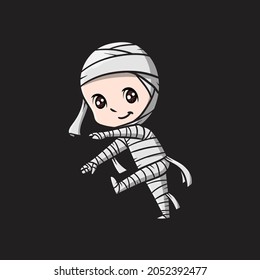Cute Mummy Halloween Vector Cartoon Character Illustration