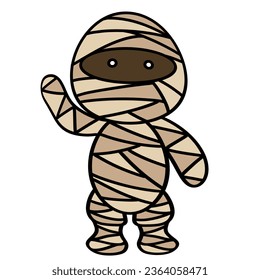 Cute Mummy Mascot Characer Design Illustration, With A Simple, Cute, FUn, And Happy Style. Recomended For Helloween Mascot, Children Book Cover And Other.