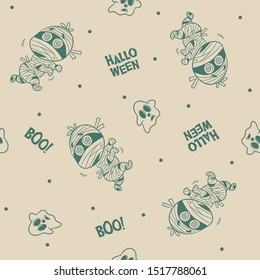 cute mummy pattern vector, halloween background vector