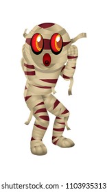 A cute Mummy in white background.