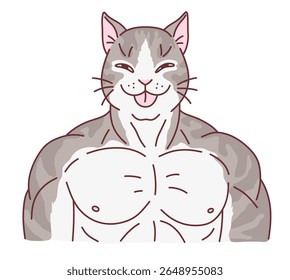 A cute muscular cat stick out its tongue. Cute cats series.