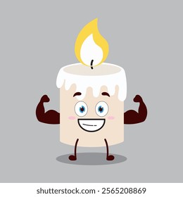 cute muscular healthy athlete expression of candle cartoon character
