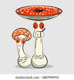 Cute Mushroom Cartoon Character - Amanita Muscaria