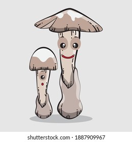 Cute Mushroom Cartoon Character - Amanita Vaginata