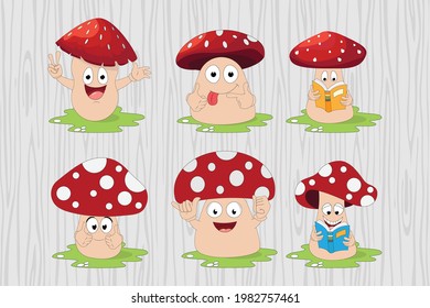 cute mushroom cartoon character collection