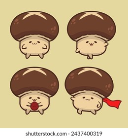 Cute Mushroom Cartoon Character Illustration
