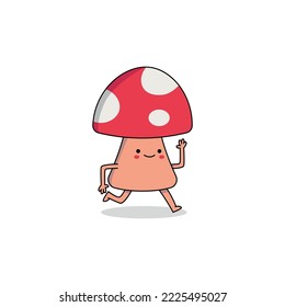 Cute mushroom cartoon character running