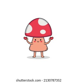 Cute mushroom cartoon character spreading love