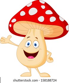 Cute Mushroom Cartoon Design Presenting