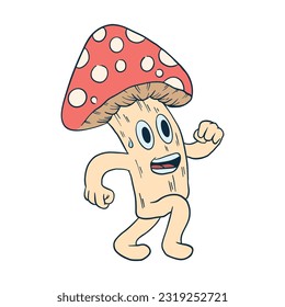 Cute Mushroom Cartoon , buena para recursos de diseño gráfico, impresiones, merch, afiches, libros para niños y más.