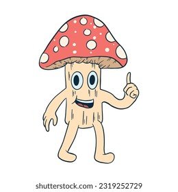 Cute Mushroom Cartoon , buena para recursos de diseño gráfico, impresiones, merch, afiches, libros para niños y más.