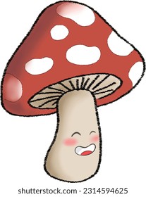 Cute mushroom cartoon isolated on white background.