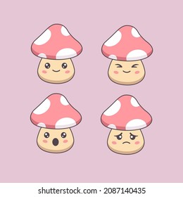 Cute mushroom cartoon set. Vector illustration