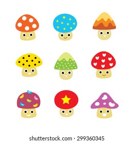 cute mushroom cartoon vector