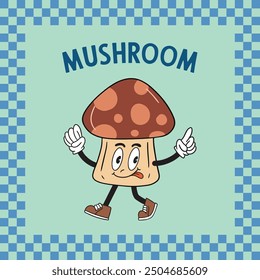 Cute Mushroom Cartoon Vector Icon flat Illustration Food Nature