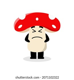 cute mushroom character afraid illustration design