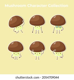 cute mushroom character collection vector