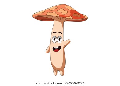 Cute Mushroom Character Design Illustration 