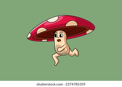Cute Mushroom Character Design Illustration