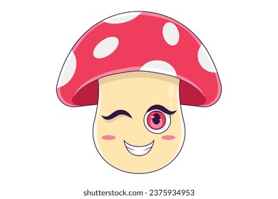 Cute Mushroom Character Design Illustration