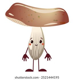 Cute Mushroom Character Design Illustration isolated on white. Element for print or book