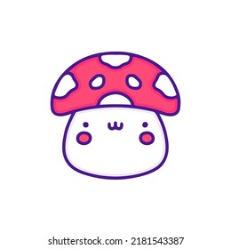 Cute mushroom character doodle illustration  and soft pop style   old style 90s cartoon drawings  Artwork for sticker  patchworks; for kids clothes 