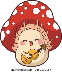 Cute Mushroom character icon set. Elements of mushroom cartoon nature plants. Mushroom cute style illustrations.