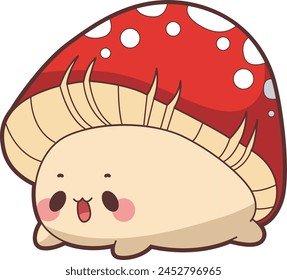 Cute Mushroom character icon set. Elements of mushroom cartoon nature plants. Mushroom cute style illustrations.