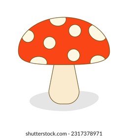 Cute mushroom character in a kawaii style on white background.