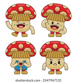 Cute Mushroom Character Mascot Illustration