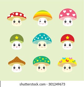 cute mushroom character vector