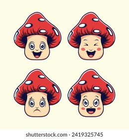 cute mushroom character vector art
