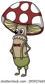 Cute mushroom character, vector illustration
