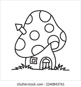 Cute Mushroom With coloring book pages picture,Mushroom line art,Mushroom outline drawing vector illustration,Mushroome vector line art,Mushroom line drawing