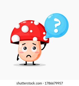 Cute mushroom is confused vector