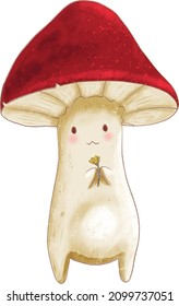 Cute Mushroom Cottagecore, Vintage Mushroom Character clipart