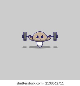 cute mushroom doing weight training