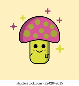 cute mushroom doodle vector logo icon. Abstract cute mushroom vector in simple elegant flat illustration style. Great for education, kids, school, etc.