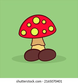 hongos bonitos en una ilustración vectorial de estilo plano