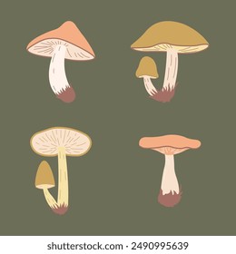 Cute Mushroom Fungi Fungus Food Illustration Vector Cartoon Sticker