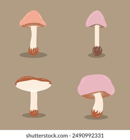 Cute Mushroom Fungus Toadstool Illustration Vector Cartoon Sticker