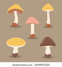 Cute Mushroom Fungus Toadstool Illustration Vector Cartoon Sticker