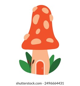 Cute mushroom gnome house Vector illustration