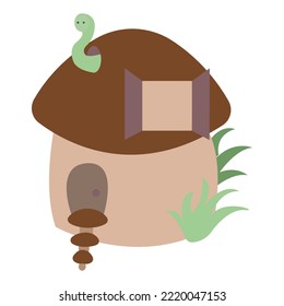Cute mushroom house in flat style. Children's illustration. Vector.