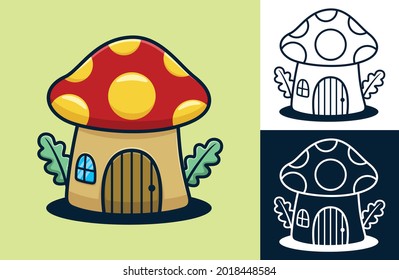 Ruhiges Pilzhaus. Vektorgrafik-Illustration im Stil einer flachen Symbolfigur